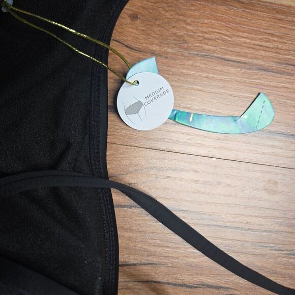 Mynah Womens XL Black One Shoulder Swimsuit Ruched Waist Adjustable Straps - Picture 8 of 9